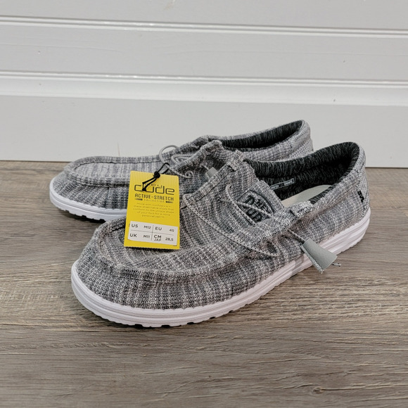 NEW Hey Dude Mens Size 12 Wally Stretch Mix Shoes Granite Gray Slip On Casual - Picture 1 of 9